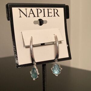 Napier Silver Earrings with Blue Gemstone